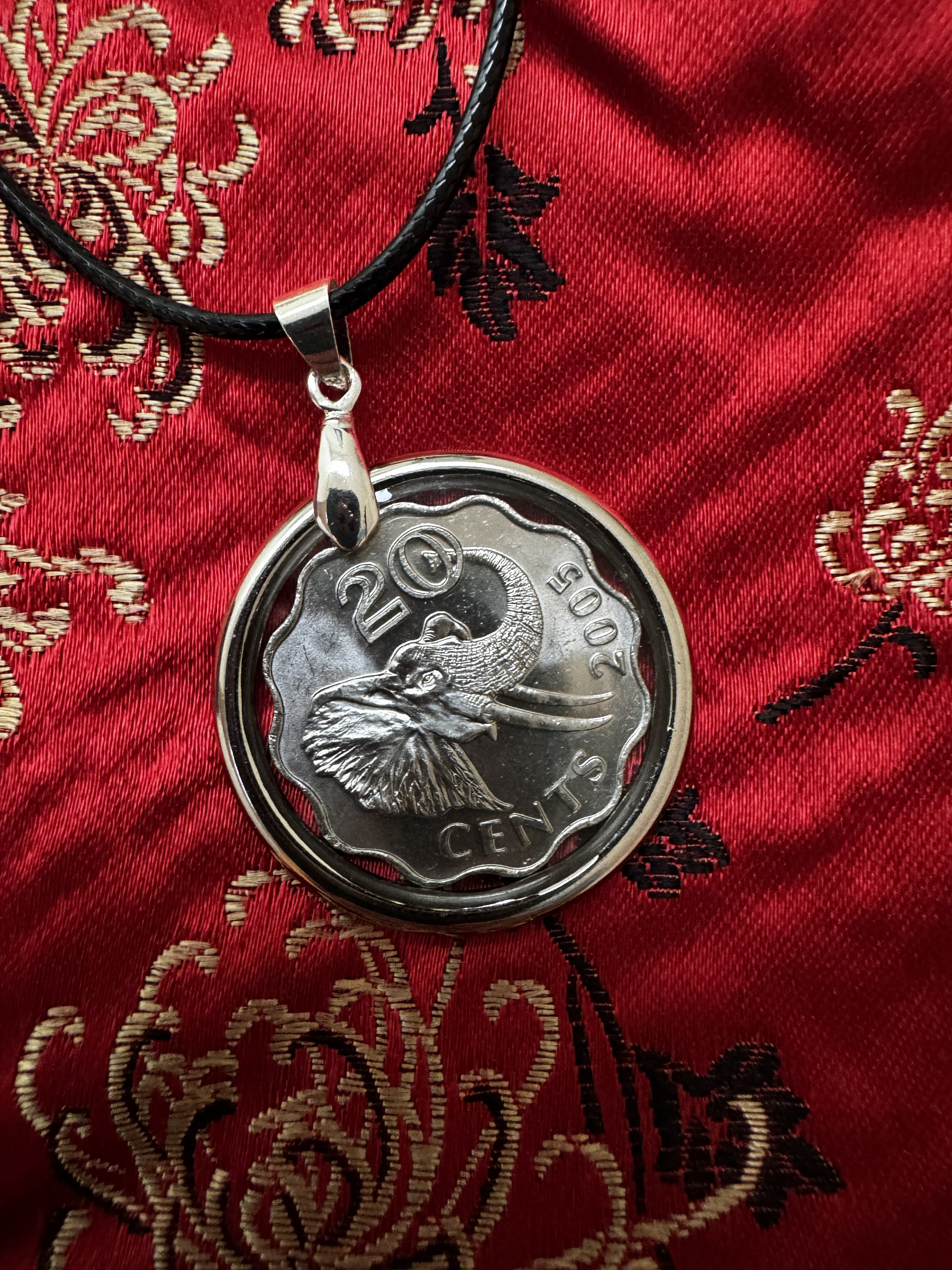 2005 Swaziland 20 Cent coin pendant - African Elephant